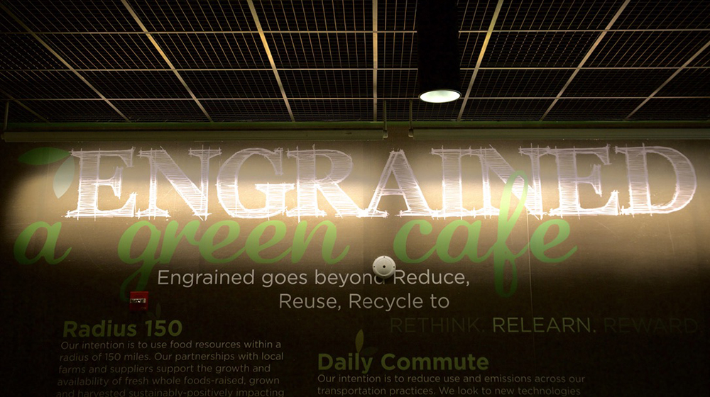 Engrained cafe sign